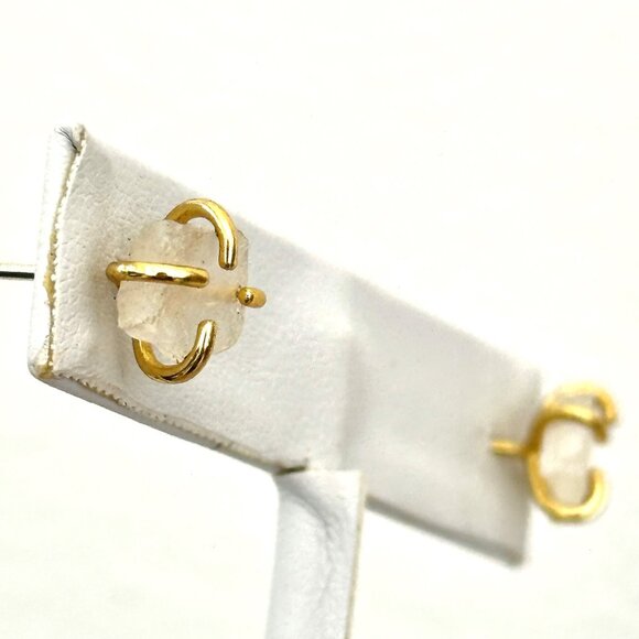 Raw Quartz Stud Earrings Prong Setting - Picture 1 of 6